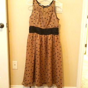 Tan dress with black polka dots